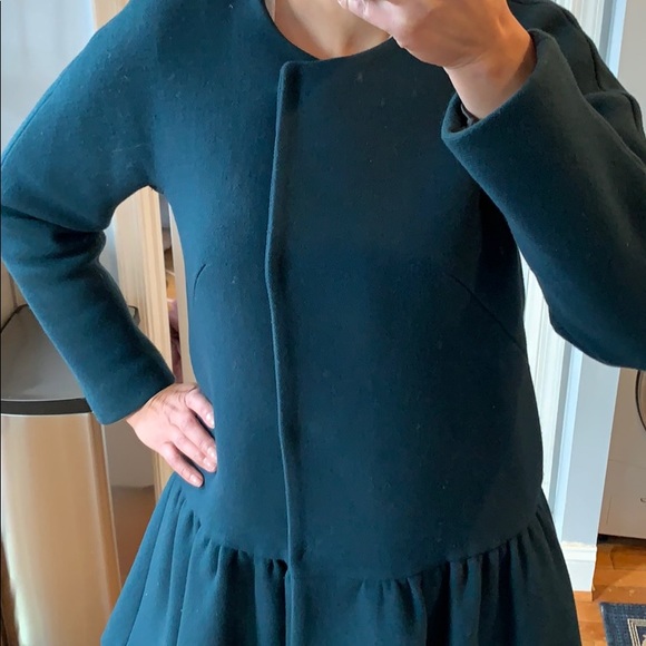 Milly Teal Wool Flounce Coat - Picture 4 of 9